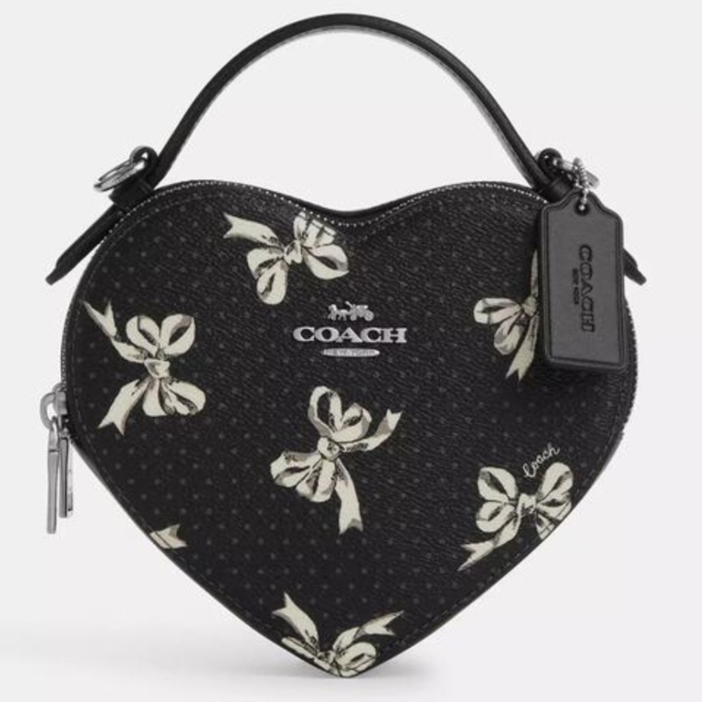 Coach Black Heart Mini Bag with Bow Accents